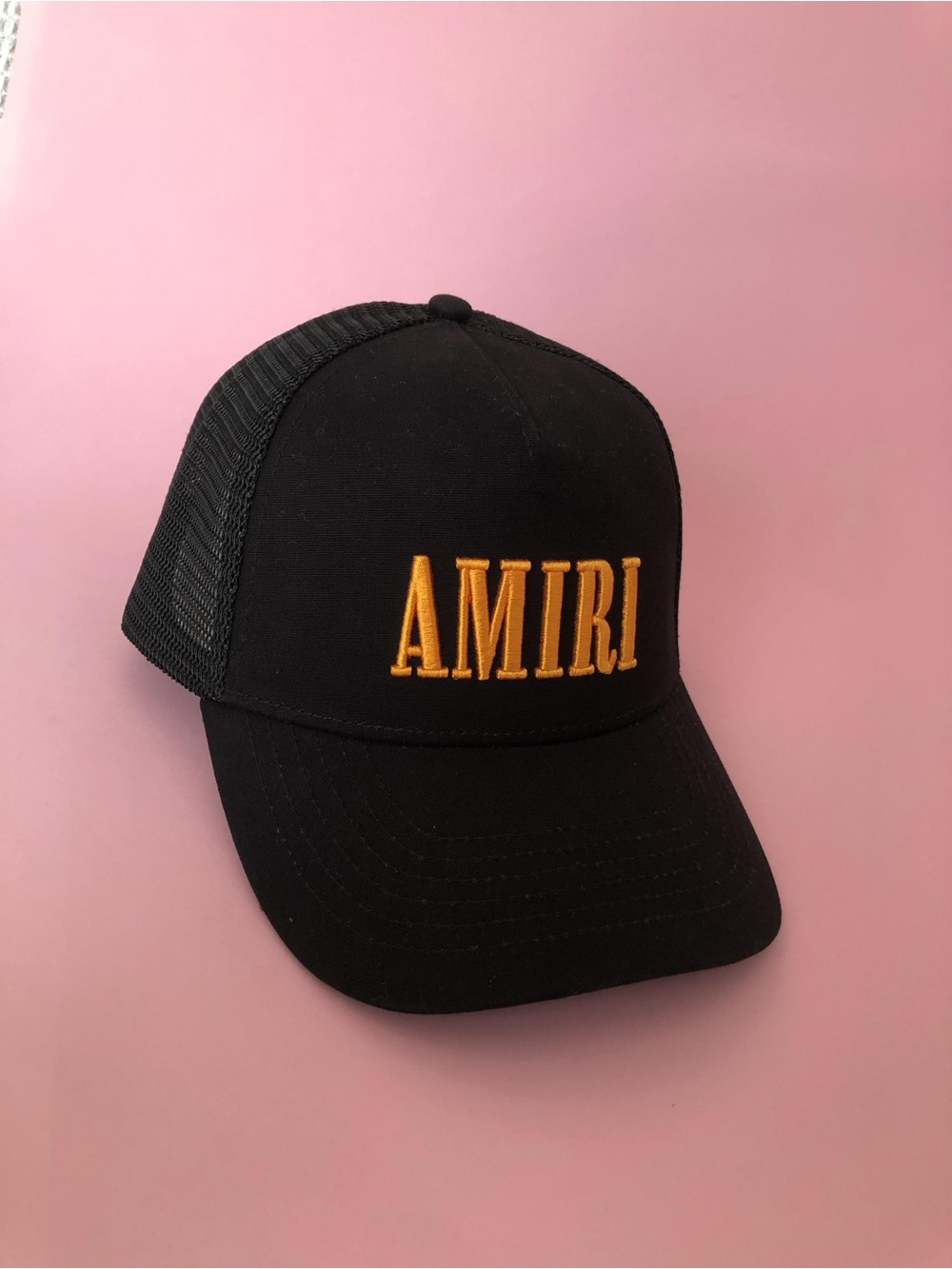 AMIRI Orange Embroidered Logo Baseball Cap Men's Trucker Sun Hat - Picture 6 of 12